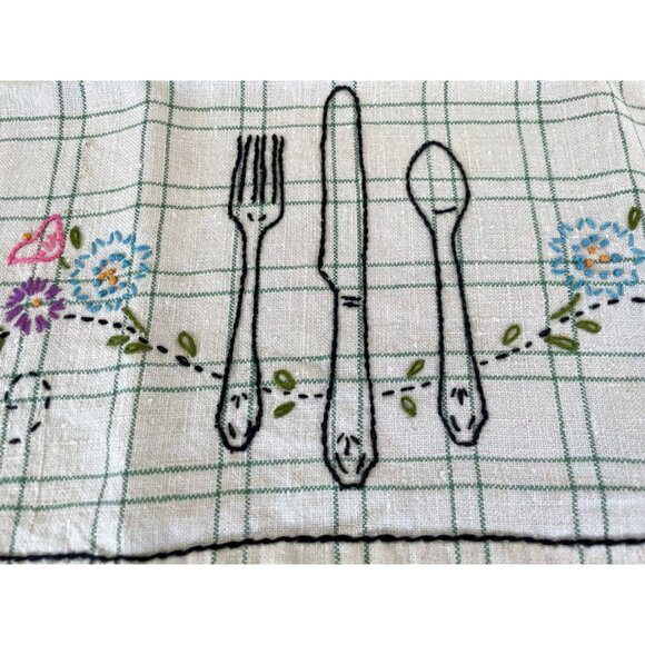 Vintage 1930s Lot 3 Tea Towels Embroidery Birds Butterfly Cottage Core - Picture 9 of 13